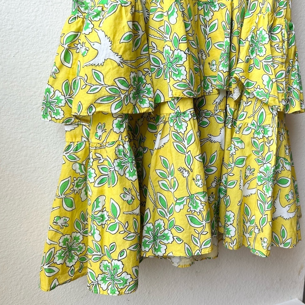 RHODE Yellow Floral Off-Shoulder Ruffle Mini Dress - Picture 13 of 16